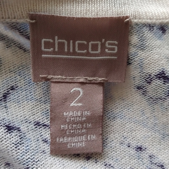 Chico's Royal Scroll Purple Luxe Long Open Front Cardigan Boho Paisley Layering - Picture 7 of 8